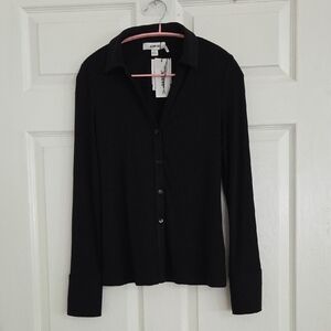 Jason Wu Elegant Black Button Collared TopNWT Small